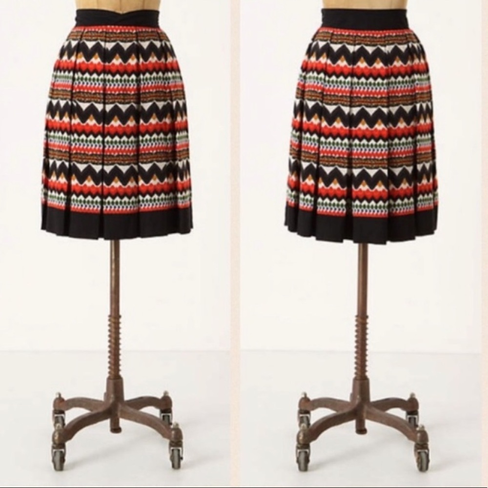 Anthropologie Fei Denpasar Aztec Pleated Skirt